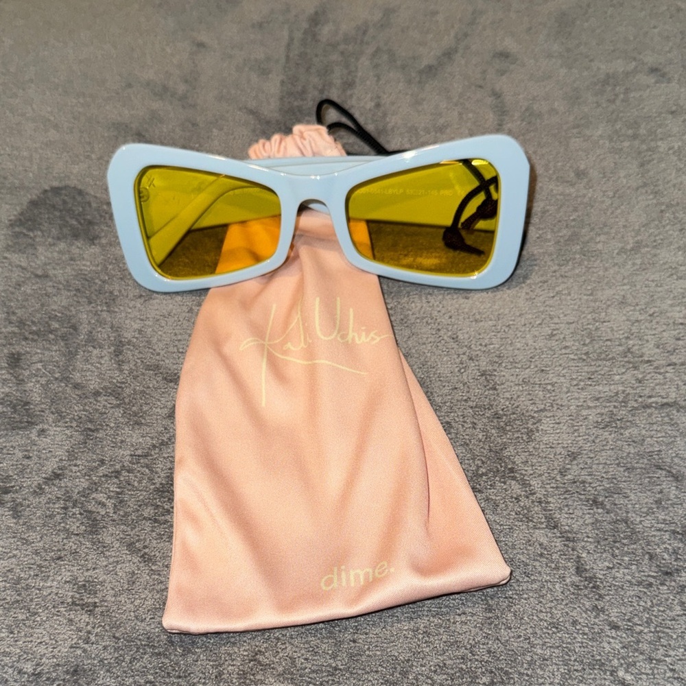 dime. x Kali Uchis Blue & Yellow Polarized Sunglasses with drawstring bag - Picture 3 of 3